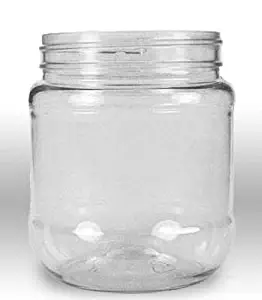 Pack of 6 Crystal Clear PET Plastic Wide Mouth Jars with Pressurized White Screw on cap lids and containers in the U.S.A.!!! (12 ounce) …