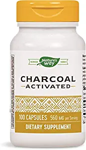 Nature's Way Charcoal Activated; 560 mg Charcoal per serving; 100 Capsules (Packaging May Vary), Pack of 2