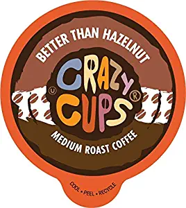 Crazy Cups Flavored Coffee for Keurig K-Cup Machines, Better Than Hazelnut, Hot or Iced Drinks, 22 Single Serve, Recyclable Pods