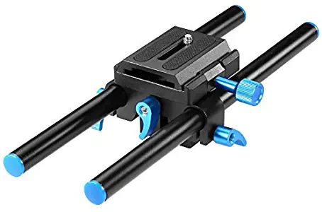 Neewer Universal Aluminum 15mm Rail Rod Support System High Riser DSLR Camera Mount Baseplate 9.8"/25cm Long with 1/4" Screw Quick Shoe Plate for Follow Focus Matte Box