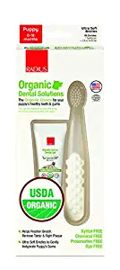 RADIUS Natural Pet Puppy Dental Kit | Ultra Soft Bristle Toothbrush for Dogs & Organic Dental Gel | 0.8 oz | Made in The USA by Radius