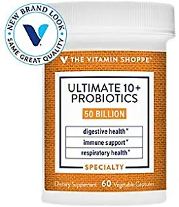 Ultimate 10+ Probiotics, 50 Billion CFUs for Digestive Health, Immune Support and Respiratory Health (60 Vegetable Capsules) by the Vitamin Shoppe