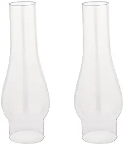 Ciata 10 Inch Handblown Clear Glass Chimney Lamp Shade with 2-5/8 inch Fitter and 3-5/8 inch Bulge - 2 Pack