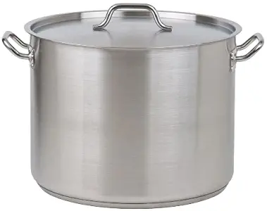 New Professional Commercial Grade 40 QT (Quart) Heavy Gauge Stainless Steel Stock Pot, 3-Ply Clad Base, Induction Ready, with Lid Cover NSF Certified Item