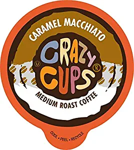 Crazy Cups Flavored Coffee for Keurig K-Cup Machines, Caramel Macchiato, Hot or Iced Drinks, 22 Single Serve, Recyclable Pods