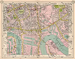 E London. Bromley Mile End Limehouse Canning Town Millwall Poplar - 1953 - Old map - Antique map - Vintage map - Printed maps of London