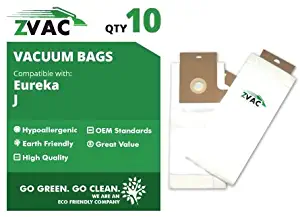Eureka Style J MicroFiltration Premium Vacuum Bags; Fits Eureka Upright Models 2270 and 2271 (2910-9006); Similar to Part# 61515C, 61515C-6, by ZVac (10)