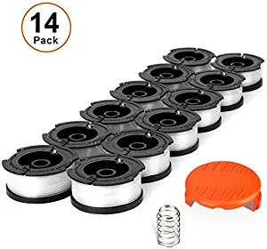 V VONTOX Line String Trimmer Replacement Spool, Compatible with Black+Decker String Trimmer, 14 Pack (12/30ft 0.065 Inch Replacement Line Spool, 1 Trimmer Cap Cover and 1 Spring).