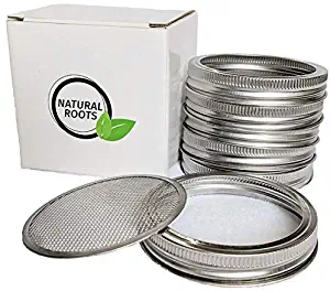 Sprouting Lids-6 Pack 316 Stainless Steel 100% Rust Free for Wide Mouth Mason Jars Lid Kit, Sprout Fresh Organic Broccoli Seeds, Mung Beans, Alfalfa Seed, Lentils, Radish and More (Seeds not included)
