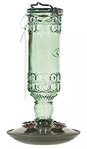 Perky-Pet 8108-2 Green Antique Bottle 10-Ounce Glass Hummingbird Feeder