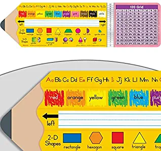 Really Good Stuff Pencil-Shaped Desktop Helpers (Set of 24) – 18” by 5” Handy Desktop Reference for Numbers, Letters, Shapes, Colors, and More – Durable Vinyl Self-Adhesive Resource for Student Desks