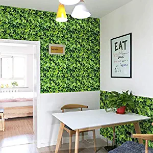 Nature Green Leaf Wallpaper Peel and Stick PVC Removable, Grassland Lawn Wall Sticker Turf Decor, 32.8 Ft X 17.9 inch