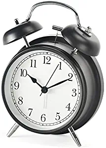 Shozafia 3" 4" Classical Retro Twin Bell Alarm Clocks Mute Silent Quartz Movement Non Ticking Sweep Analog Morning Wake Up Mechanical Alarm Clock with Nightlight Backlight for Kids