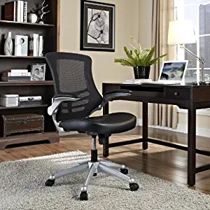 Modway Attainment Mesh Ergonomic Computer Desk Office Chair With Flip-Up Arms In Black