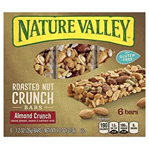 Nature Valley Gluten Free Roasted Nut Crunch Granola Bars, Almond Crunch, 6 - 1.2 Ounce Bars (Pack of 2)