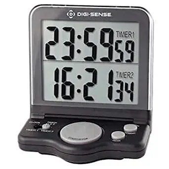 Digi-Sense Dual-Display 2-Channel Jumbo-Digit Digital Clock/Timer