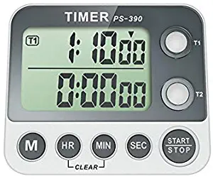 QWM Digital Kitchen Timer,Dual Timer with Stopwatch Function,Countdown Timer,Large LCD Display for cooking,studying,sports