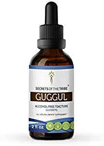 Guggul Alcohol-Free Liquid Extract, Organic Guggul (Commiphora Mukul) Dried Gum Tincture Supplement (2 FL OZ)