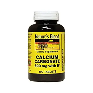 Nature's Blend Calcium Carbonate 600 mg with D3 400 IU 100 Tablets