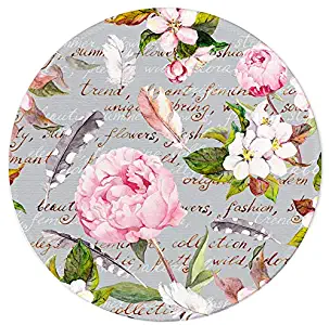 Boutilon Round Mouse Pad Non-Slip Rubber Base Mouse Pads Cute Mat Size 7.9 x 7.9inch Comfortable Office and Home Gaming Mouse Pad for Computer Desktops, PC, Laptop (Pink Grey Flower)