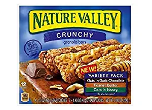 Nature Valley Crunchy Granola Bars Variety Pack (Pack of 6) Oats 'n Dark Chocolate, Peanut Butter, Oats 'n Honey, 4 Count Boxes