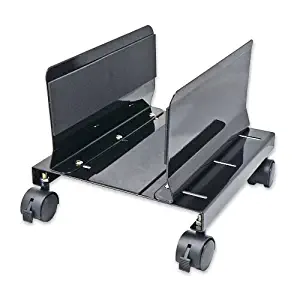 I/O Crest SY-ACC65063 Mobile Desktop Tower Computer Metal Floor Stand Rolling Caster Wheels with Tall Support Walls and Adjustable Width from 6" to 10"