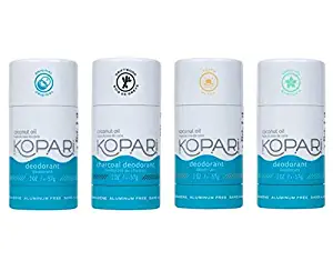 Kopari Aluminum-Free Deodorant Combo 4 pack | Non-Toxic, Paraben Free, Gluten Free & Cruelty Free Men’s and Women’s Deodorant | Made with Organic Coconut Oil | 2.0 oz