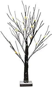 EAMBRITE Battery-Operated 24" Snow Bonsai Tree Lights with 24 Warm White LED for Indoor use Tabletop Tree Light for Home Decor