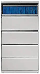 Lorell 5-Drawer Lateral File, 42 by 18-5/8 by 67-11/16-Inch, Gray