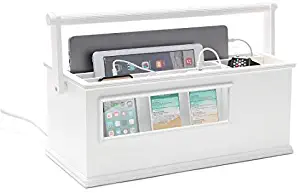 Portable Charging Station with Included 4-Port USB Power Strip and 6-Port AC Power Strip. Make Work from Home Easy and Take Your Phone, Laptops, and Tablets Anywhere! Cloud White Finish