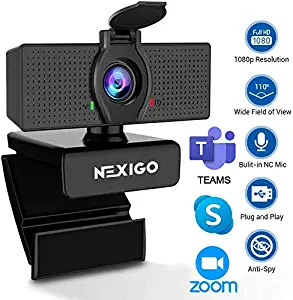 2020 [Upgraded] 1080P Webcam with Microphone & Privacy Cover - NexiGo 110-degree Wide Angle Widescreen USB HD Camera, Plug and Play, Laptop Computer Web Cam for Zoom YouTube Skype FaceTime OBS