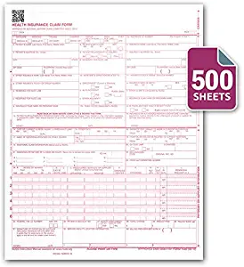 CMS 1500 / HCFA 1500 Insurance Claim Forms - Laser/Ink-Jet Compatible (New Version 02/12) Letter Size 8-12" x 11" 500 Sheets Per Ream