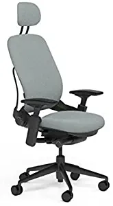 Steelcase Leap Desk Chair V2 with Headrest in Buzz2 Alpine Fabric - 4-Way Highly Adjustable Arms - Black Frame and Base - Standard Carpet Casters