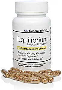 Equilibrium Probiotic Supplement with Prebiotic – Daily Time Release – 30 Easy to Swallow Capsules – Highest Strain Count in The World – 115-Strains