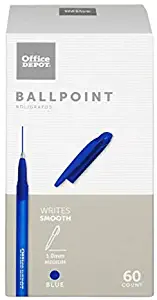 Office Depot Brand Tinted Ballpoint Stick Pens, Medium Point, 1.0 mm, Blue Barrel, Blue Ink, Pack of 60 Pens