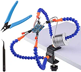 Soldering Stations Welding Desk clip third hand tool 4-arm, auxiliary PCB bracket bench vise, adjustable bench vise holder, Wire cutters, tweezers, for electronic repair jewelry making