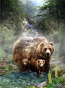 Grizzly Bear Family Panel - Call of The Wild Digital Print - 33" x 44" - 100% Cotton Quilt Fabric