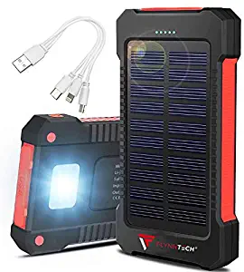 Portable Solar Charger - Solar Powerbank – Portable 10,000mah Charger - Best Waterproof Solar Charger for Phones, USB Devices, Tablets & MP3 Players - for Indoor & Outdoor Use - Compass inc