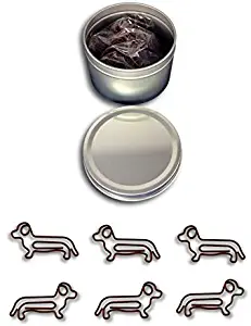 Butler in the Home Dog Dachshund Shaped Paper Clips Great for Paper Clip Collectors or Dog and Pet Lovers (Brown - 100 Count Silver Tin and Gift Box)