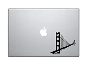 Famous Buildings Monuments - Golden Gate Bridge San Francisco - 5 inch Black Vinyl Decal Sticker for Laptops and Cars