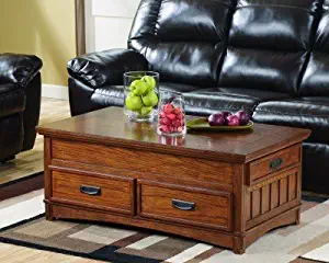 Ashley Furniture Signature Design - Cross Island Coffee Table with Storage - Cocktail Height - Rectangular - Medium Brown