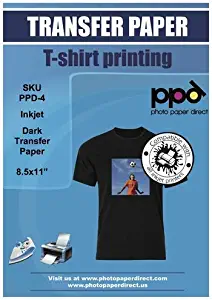 PPD Inkjet Iron-On Dark T Shirt Transfers Paper LTR 8.5x11" Pack of 20 Sheets (PPD004-20)