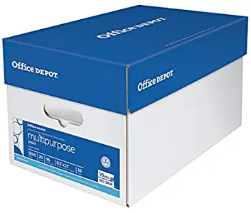 Office Depot Multi-Use Paper, Letter Size (8 1/2" x 11"), 96 (U.S.) Brightness, 20 Lb, White, Ream of 500 Sheets, Case of 10 Reams