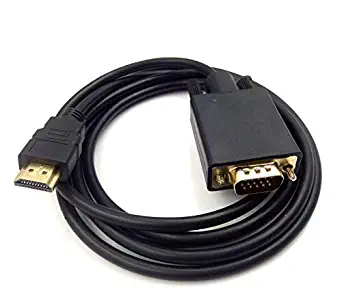 HDMI to VGA Adapter Cable, Haokiang 6ft/1.8m Gold-Plated 1080P HDMI Male to VGA Male Active Video Converter Cord Support Notebook PC DVD Player Laptop HDTV to D-SUB HD 15 Pin VGA Monitors Projector