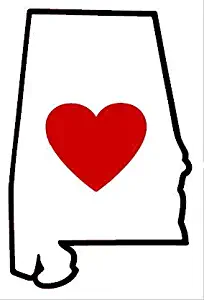 Heart in Alabama Sticker | AL state shaped label | Apply to mug phone laptop water bottle decal cooler car bumper laptop | Heart of dixie yellowhammer civil rights rosa parks huntsville BAMA sweet hom