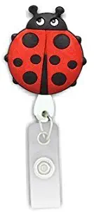 Rubber Ladybug Retractable Badge Holder