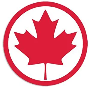 NI506 Canada Round Maple Leaf Decal Sticker | 5.5-Inches | Premium Quality Red Vinyl Decal