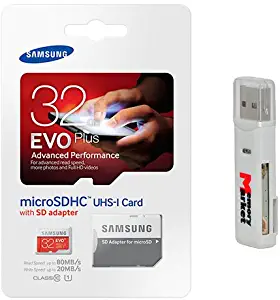 Samsung Evo Plus 32GB MicroSD HC Class 10 UHS-1 Mobile Memory Card for Samsung Galaxy S7 & S7 Edge with USB 2.0 MemoryMarket Dual Slot MicroSD & SD Memory Card Reader