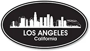 AK Wall Art Los Angeles Oval Vinyl Sticker - Car Phone Helmet - Select Size
