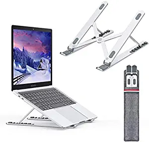 Nulaxy Laptop Stand, Portable Computer Laptop Mount, Aluminum Laptop Riser with 6 Levels Height Adjustment, Fully Collapsible, Supports up to 44lbs (B-Silver)
